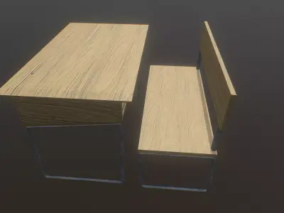  Classroom Bench Low-poly 3D model