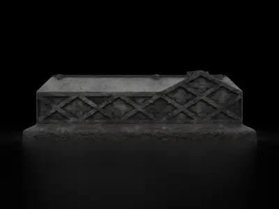 Old Stone Ledger Tombstone 3D model