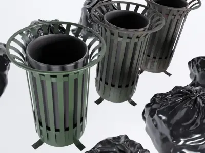 Rubbish Bin - Trash Can Low-poly 3D model