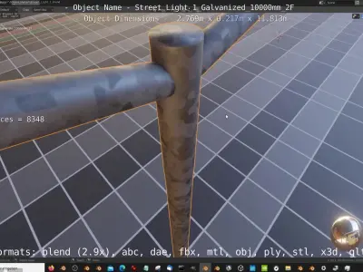Street Light 1 Galvanized 10000mm 2F Low-poly 3D model