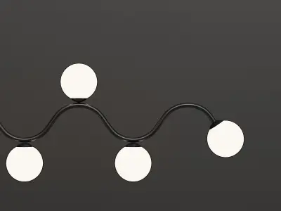 Wave Length Black Chandelier 3D model