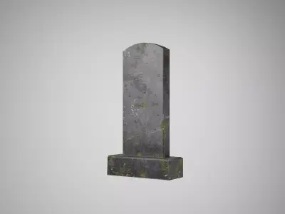 Graveyard Shovel Leaning Against Tombstone  Low-poly 3D model