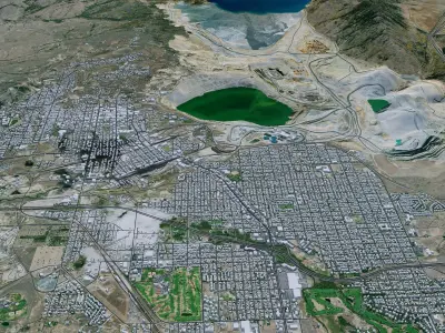 Opencast Mine Silver Bow Creek - Butte Montana USA - 3D Terrain Low-poly 3D model