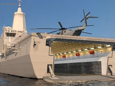  San Antonio-Class Transport Dock with Sikorsky MH 53 
