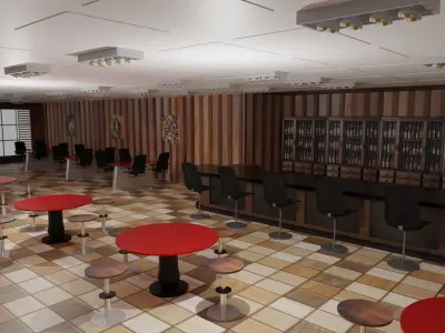 Tavern Interior Low-poly 3D model