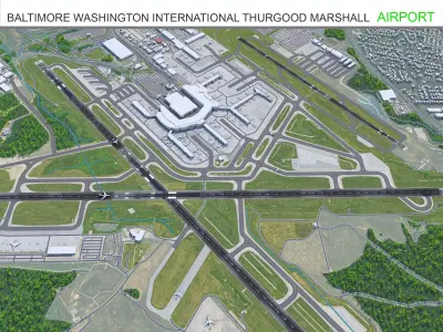 Baltimore Washington Thurgood Marshall Airport 10km Low-poly 3D model