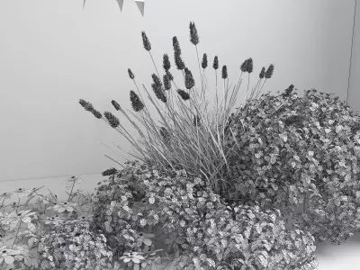 Wooden Well with Outdoor Tree and Bushes 3D model