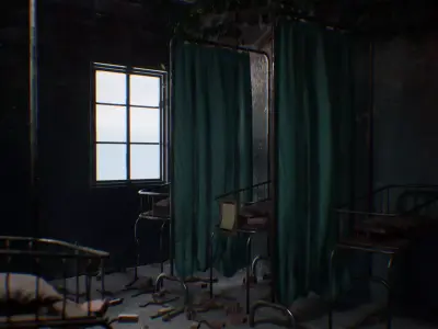 Abandoned Hospital 46 Assets Low-poly 3D model