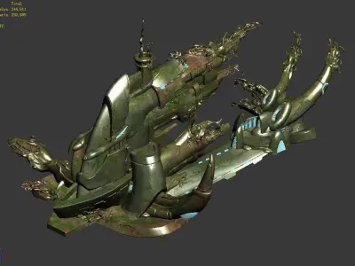 High temperature melting - object debris 06 3D model