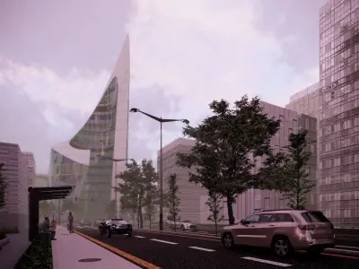 skyscraper ultra modern Building Low-poly 3D model