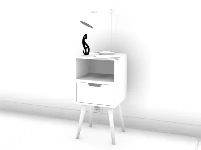Bedside Table - Set Decoration Bedroom 03 3D model