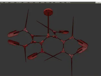 Red Spikes Chandelier 6 Low-poly 3D model