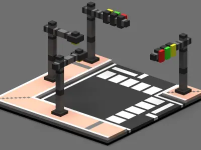 Road Voxel - 2 Low-poly 3D model
