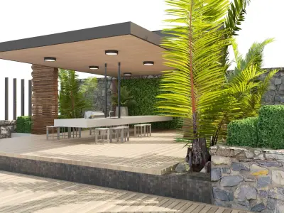 Rooftop garden 3d model Low-poly 3D model