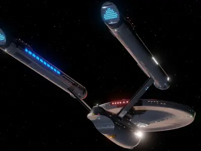 Classic Star Ship Enterprise Enhanced - Star Trek TOS Low-poly 3D model