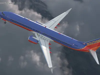  Southwest Airlines Boeing 737-900 with Cabin and Doors Rigged for Cinema 4D 