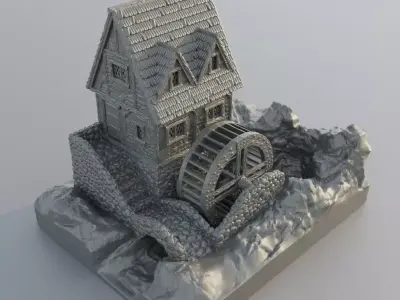 Watermill House Tabletop Terrain 28 mm 3D print model