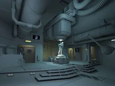 Sci-Fi Laboratory Low-poly 3D model