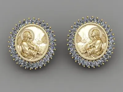 Jesus Diamond Earring 3d Print Model  3D print model