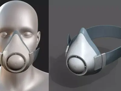 Gas mask protection safety futuristic technology  Low-poly 3D model