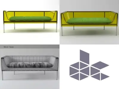 Phantom three different sofas with cushions 3D model