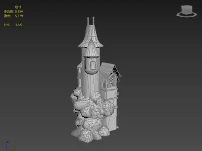 Stylish small castle Low-poly 3D model