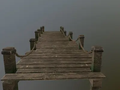 wooden pier Low-poly 3D model