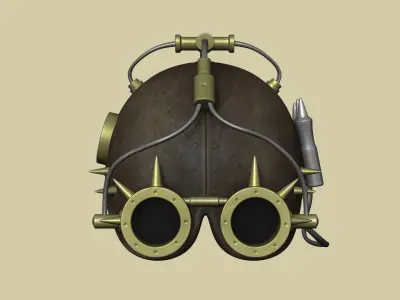 Steampunk Leather Helmet - Sci-Fi Character Design Low-poly 3D model