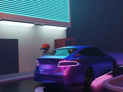 Cyberpunk Street Model Low-poly 3D model