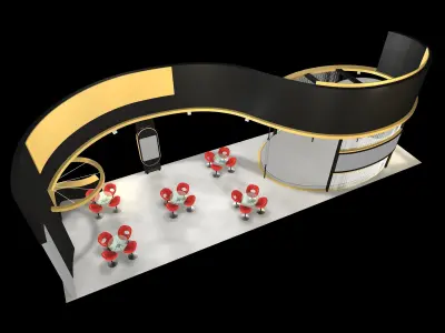 exhibition stall design 1 side open Low-poly 3D model Low-poly 3D model