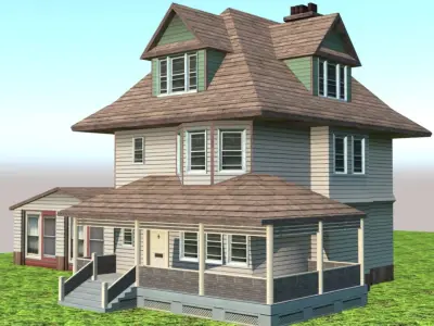 Village House exterior  Low-poly 3D model