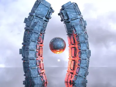 Sci fi eclipse monolith Globe Arch Low-poly 3D model