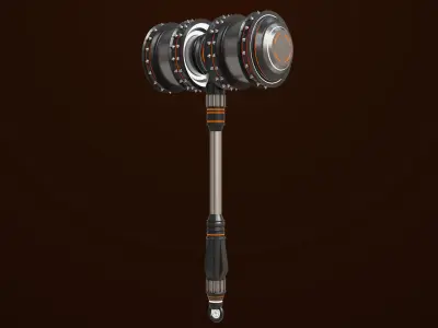  Sci Fi Battle Hammer 07 All PBR Unity UE Textures Included Low-poly 3D model