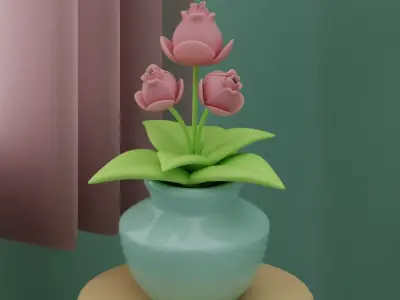 Stylized Isometric Living Room - Blue Version Free 3D model