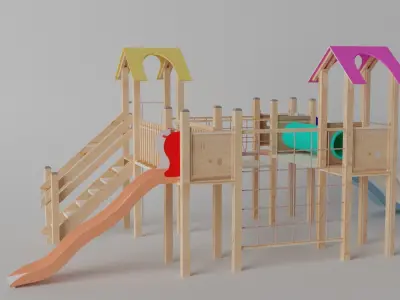 Wooden Playground Low-poly 3D model