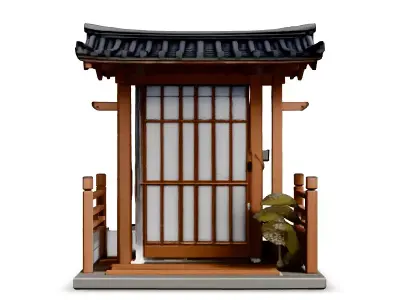 Stylized LowPoly Japanese Gate Low-poly 3D model