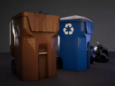 Waste Bins and Trash Bags 3D model