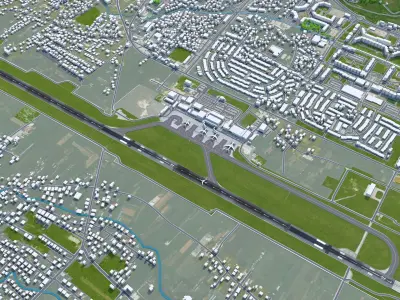 Sarajevo Airport 10km Low-poly 3D model