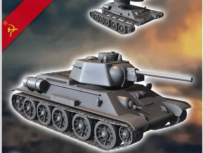 T-34-76 M1943 - Soviet army WW2 Second World East front Ostfront 3D print model