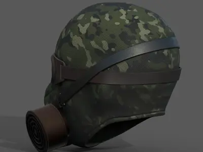 Gas mask helmet 3d model military combat fantasy futuristic  Low-poly 3D model