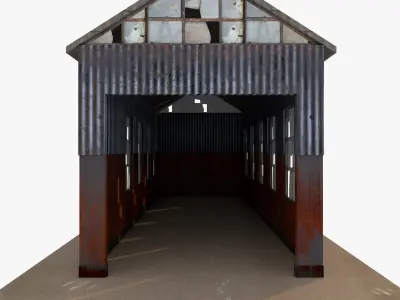 Abandoned industrial Building Low-poly 3D model