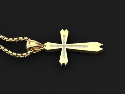High Cross Pendant Light Gold 18K 3CP022 3D print model