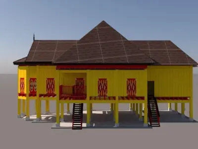RUMAH TRADISIONAL MELAYU SARAWAK BUMI KENYALANG Free 3D print model