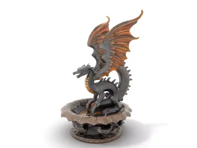 Majestic Dragon Fountain model pack Low-poly 3D model
