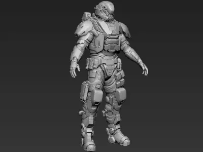 Sci-Fi Military Armour Basemesh 007 3D model