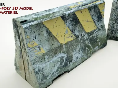 Road Concrete Barrier 3d Model Low-poly 3D model
