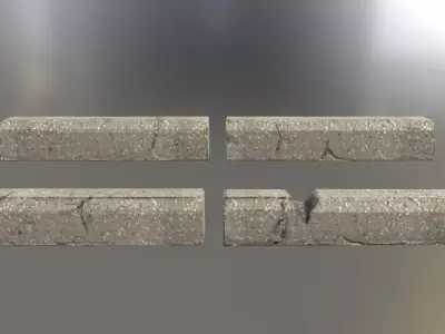 curbstone game ready Low-poly 3D model