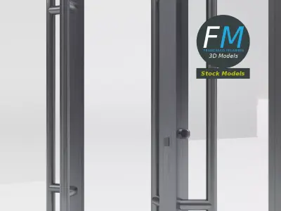 Double glass door with pull handles 3D model