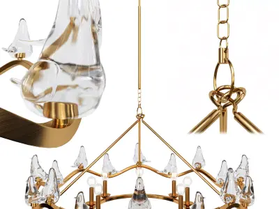 Arteriors Dove Modern Classic Blown Glass Gold Chandelier 3D model