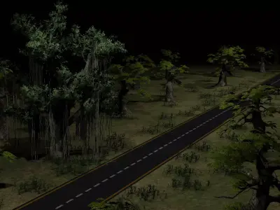 Road With Tree Nature 3d Cartoon Low-poly 3D model